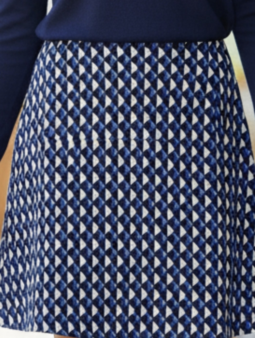 J. Crew Blue and Black Geometric Mini Skirt - Size 2